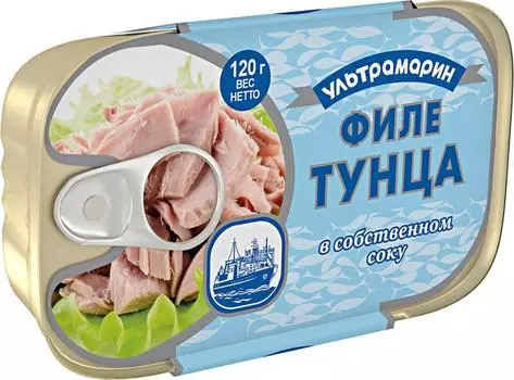 Филе тунца Ультрамарин в собственном соку 120г