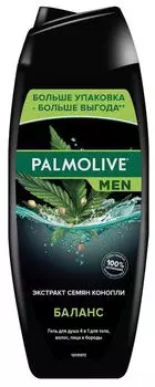 Гель для душа Palmolive Men Баланс 4 в 1 для тела волос лица и бороды с экстрактом семян конопли мужской 500мл