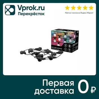 Гирлянда Gauss Белт Лайт Holiday для сменных ламп Е27 10 ламп 8м IP65 черный