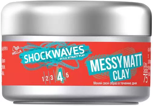 Глина для волос Wella Shockwaves Messy Matt Clay моделирующая 75мл