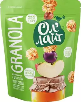 Гранола Ол Лайт медовые с фруктами и орехами 280г