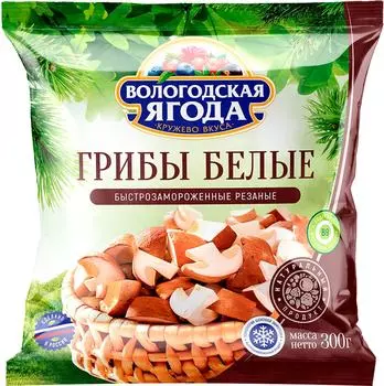 Грибы белые Кружево вкуса резаные быстрозамороженные 300г