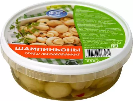 Грибы ФЭГ шампиньоны маринованные 250г