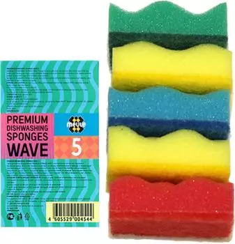 Губка для посуды Meule Premium Wave 5шт
