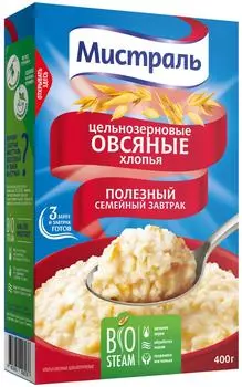 Хлопья Мистраль Овсяные цельнозерновые 400гс доставкой!