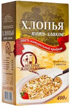 Хлопья Веселые жнецы Пять злаков 400г