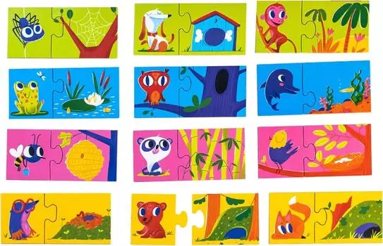 Игра настольная детская Dream Makers Кто где живет 12 пазлов