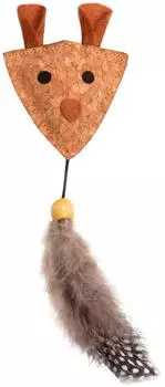 Игрушка для кошек Triol Мышка с перьями из пробки 6.5*18см