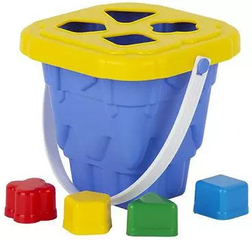 Игрушка Стром Ведро детское Башня с крышкой и 4 логическими фигурами