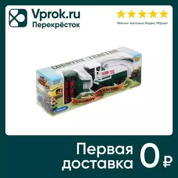 Игрушка Welly Модель комбайна с жаткой зеленая