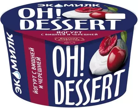 Йогурт Экомилк Oh! Dessert с вишней и черешней 4.2% 130г