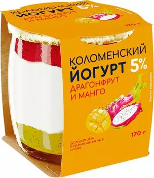 Йогурт Коломенский Драгонфрут-Манго 5% 170гс доставкой!