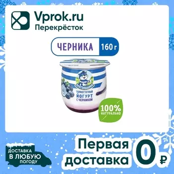 Йогурт Простоквашино термостатный Черника 3.4% 160г