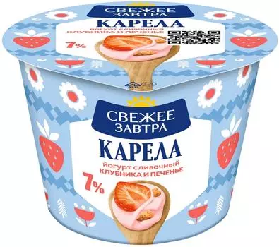 Йогурт Свежее Завтра Клубника-Печенье 7% 180г