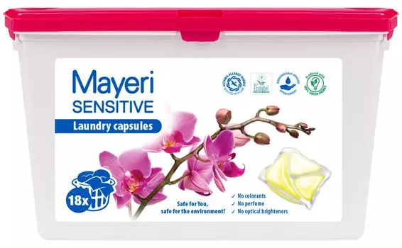 Капсулы для стирки Mayeri Sensitive Эко 18шт