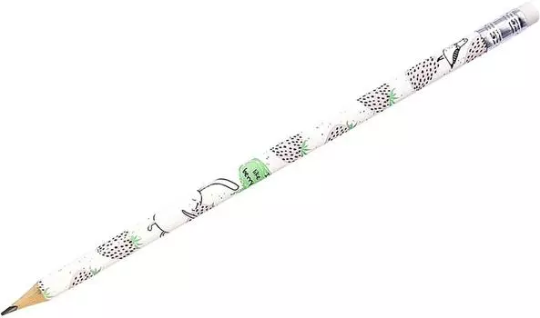 Карандаш Be Smart Bunny клубника трехгранный с ластиком HB
