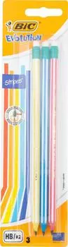 Карандаш Bic Evolution Stripes 646HB с ластиком 3шт