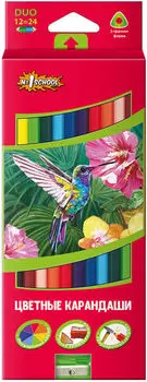 Карандаши цветные №1 School ColorPics двусторонние 24 цвета с точилкой