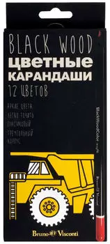 Карандаши цветные BrunoVisconti BlackWood 12 цветов в ассортименте