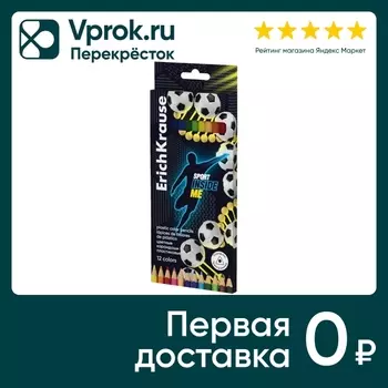 Карандаши цветные ErichKrause Sport DNA пластиковые 12 цветов