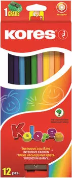 Карандаши цветные Kores 12 цветов с точилкой