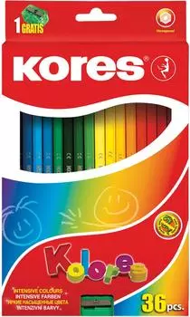 Карандаши цветные Kores 36 цветов с точилкой