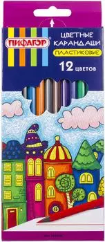 Карандаши цветные Пифагор Сказочный город 12 цветов
