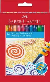 Карандаши восковые Faber-Castell выкручивающийся стержень 12 цветов