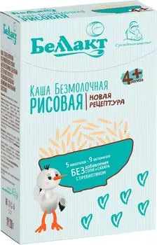 Каша Беллакт рисовая безмолочная с пребиотиком 200г