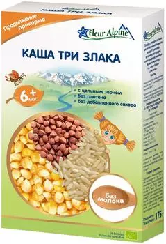 Каша Fleur Alpine Organic Три злака с 6 месяцев 175г