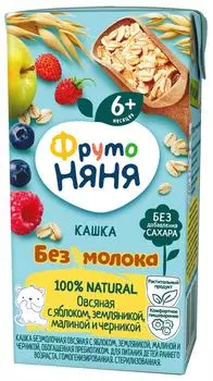 Каша ФрутоНяня Безмолочная овсяная Яблоко-Земляника-Малина-Черника с 6 месяцев 200мл