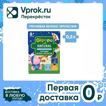 Каша детская Gipopo Гречневая молочная Яблоко-Чернослив с 6 месяцев 200мл