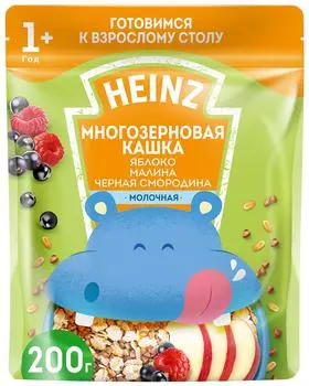 Каша Heinz Многозерновая Йогуртная Яблоко-Малина-Черная смородина с 12 месяцев 200г