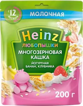 Каша Heinz Многозерновая Йогуртная Банан-Клубника с 12 месяцев 200г