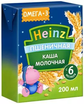 Каша Heinz Пшеничная молочная с Омега 3 200мл