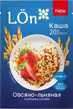 Каша LON Овсяно-льняная с клубникой и папайей 30г