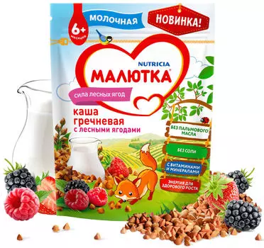 Каша Малютка Гречневая с лесными ягодами молочная 220г