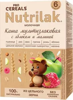 Каша Nutrilak Premium procereals Мультизлаковая с яблоком и малиной 200г