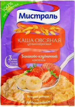 Каша овсяная Мистраль Бананово-клубничный коктейль 40г
