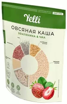 Каша Yelli овсяная с земляникой и чиа 180г