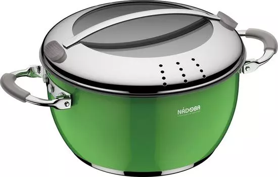 Кастрюля Nadoba Kvetunka со стеклянной крышкой зеленая 20см 2.8л