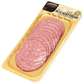 Колбаса Егорьевская Сервелат Мускатный варено-копченая нарезка 100г