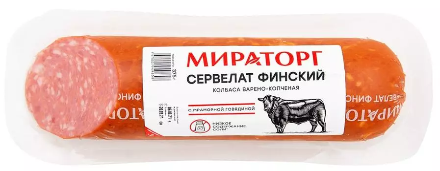 Колбаса Мираторг Сервелат Финский 375г. Закажите онлайн!