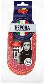 Колбаса Мясницкий ряд Верона сыровяленая полусухая нарезка 90г