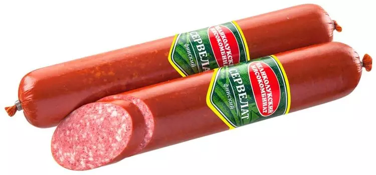 Колбаса Великолукский МК Сервелат Финский варено-копченая 0.9-1кг