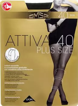 Колготки Omsa Attiva Plus size 40 Nero Черные Размер 6