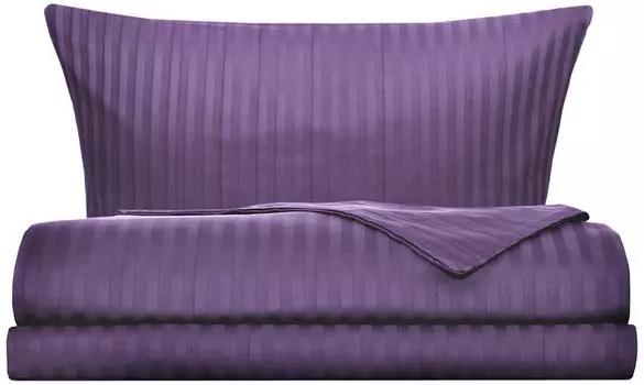 Комплект постельного белья Cottonika Страйп-сатин Сиреневый 2-спальный 50*70см