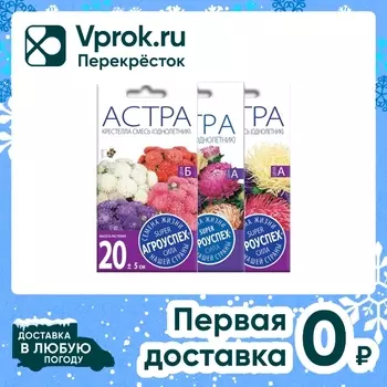 Комплект семян Агроуспех Астра Башня смесь + Астра Крестелла смесь + Астра Тигровые когти смесь 3шт