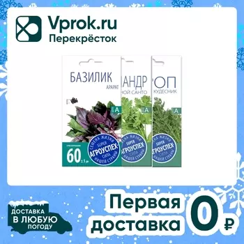 Комплект семян Агроуспех Базилик Арарат + Кориандр Санто + Укроп Кудесник 3шт