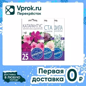 Комплект семян Агроуспех Гипсофила Снежная сказка + Капуста декоративная смесь + Катарантус Виктори 3шт